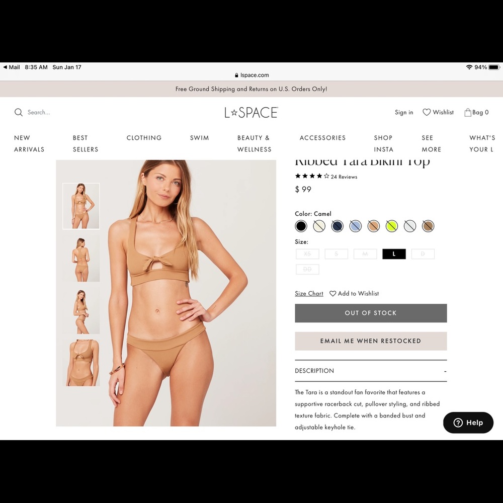 L*Space ribbed Tara bikini. Sold Out online